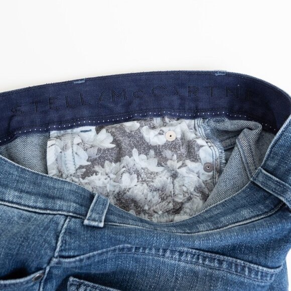 Stella McCartney Lace Hem Cropped Wide Leg Jeans Medium Wash Size 28 - Picture 12 of 14